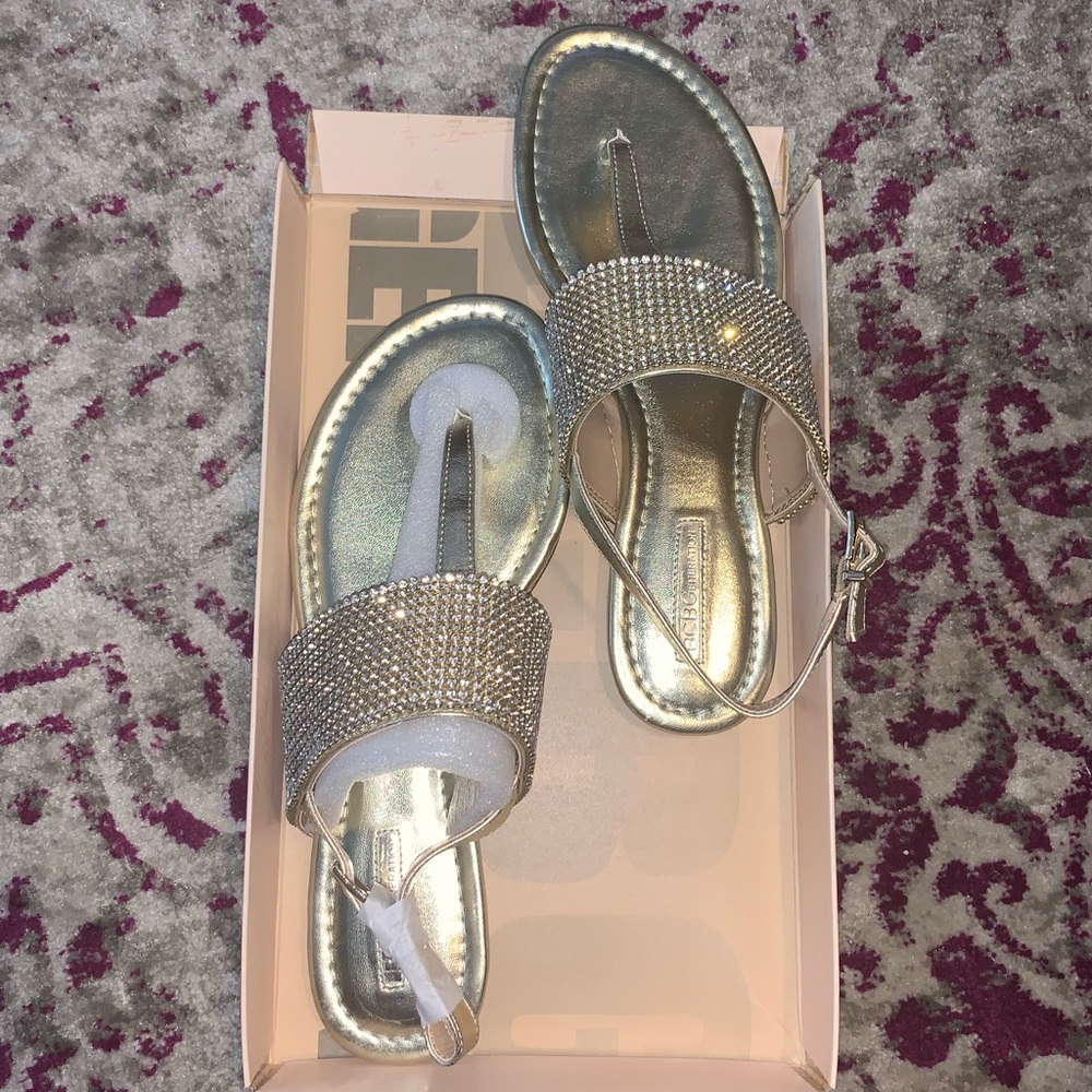 Bcbg BG-Wander gold flat dress shoe sandal